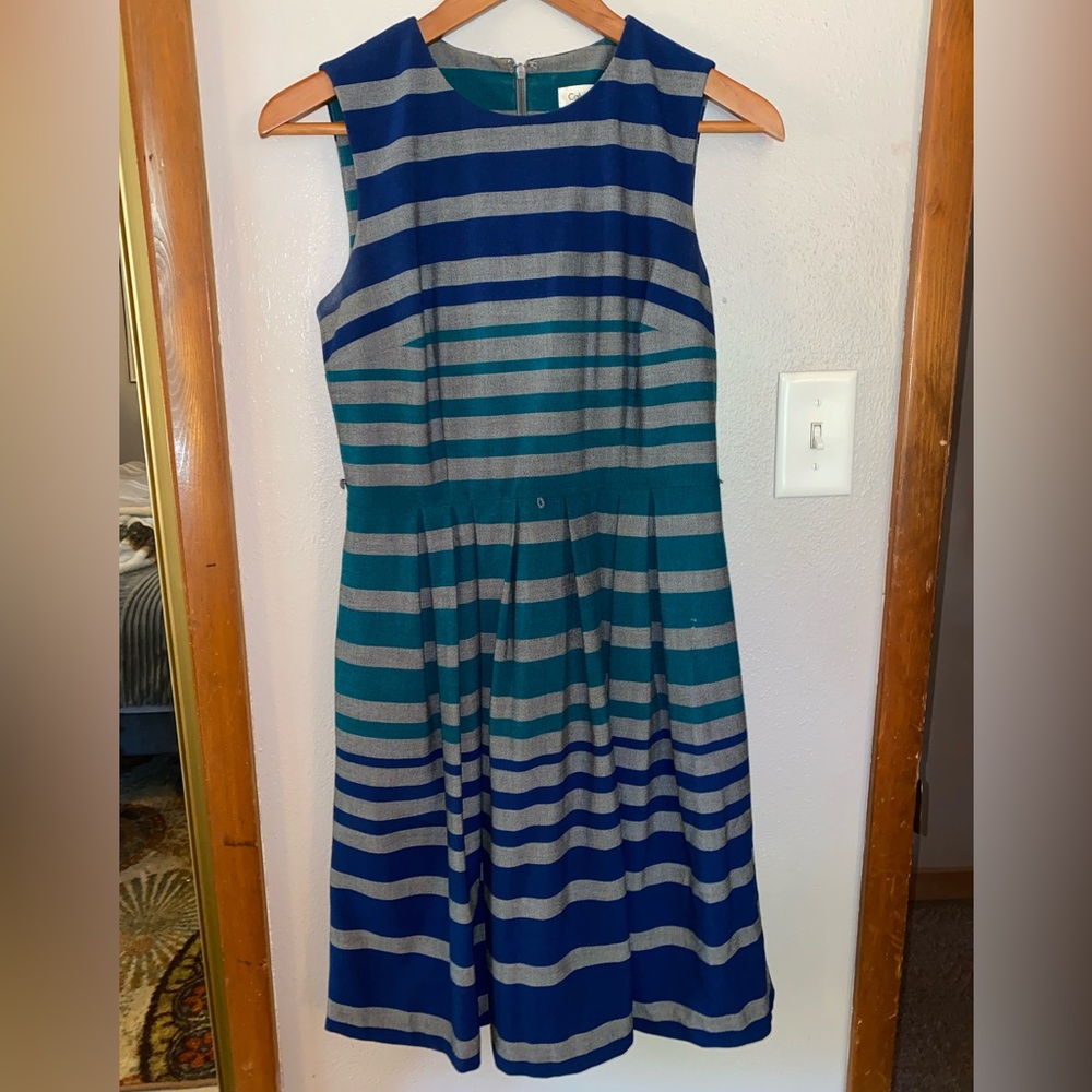 Calvin Klein Blue Pleated A-Line Midi Dress
